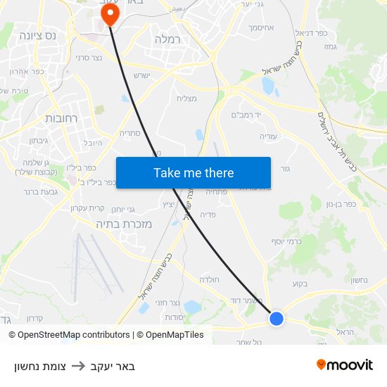 צומת נחשון to באר יעקב map