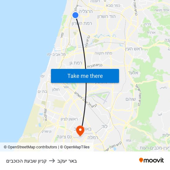 קניון שבעת הכוכבים to באר יעקב map