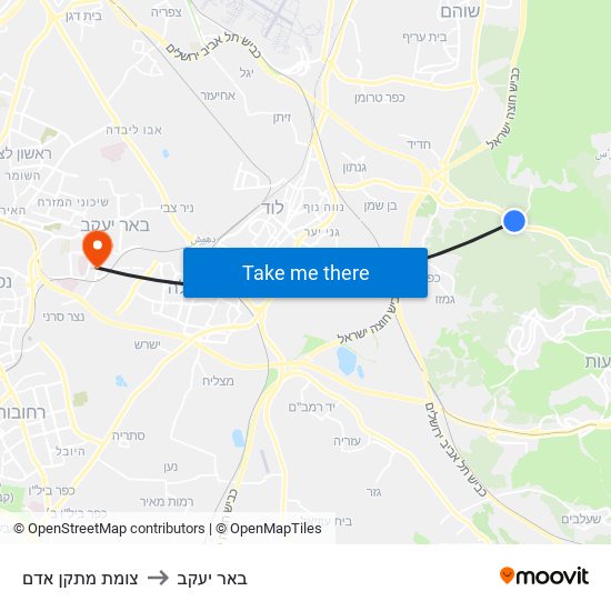 צומת מתקן אדם to באר יעקב map