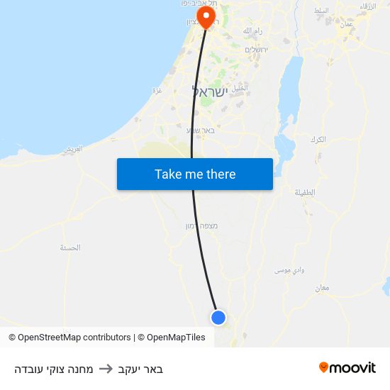 מחנה צוקי עובדה to באר יעקב map