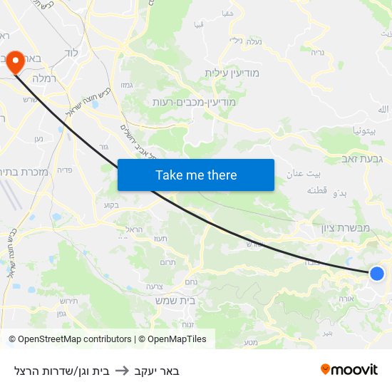 בית וגן/שדרות הרצל to באר יעקב map