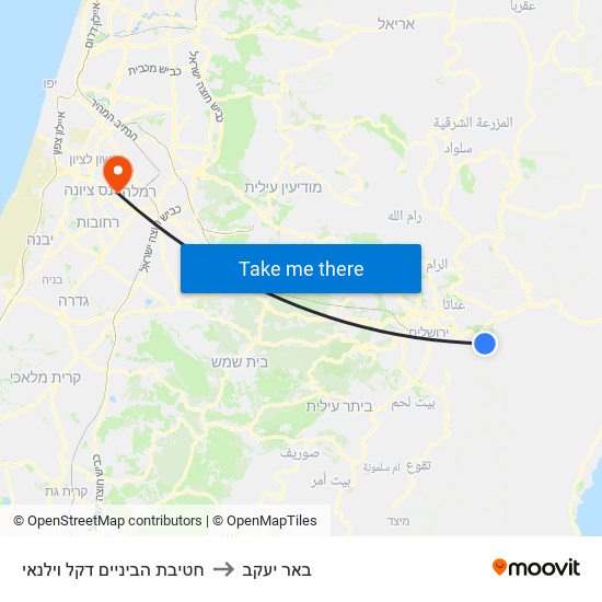 חטיבת הביניים דקל וילנאי to באר יעקב map