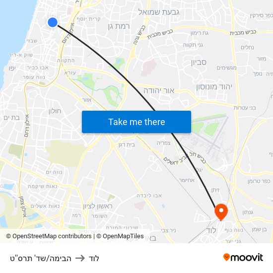 הבימה/שד' תרס''ט to לוד map