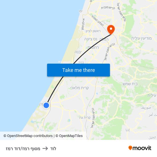 מסוף רמז/דוד רמז to לוד map