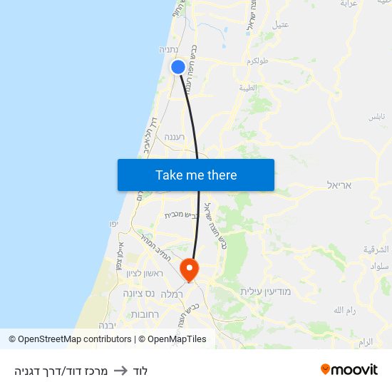 מרכז דוד/דרך דגניה to לוד map