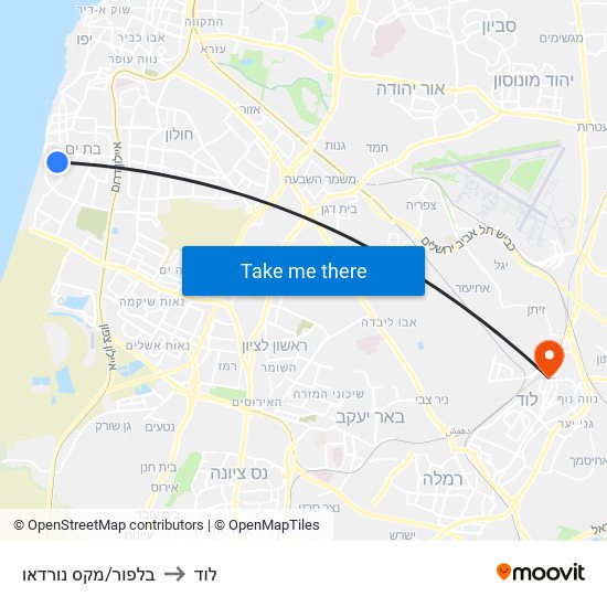 בלפור/מקס נורדאו to לוד map