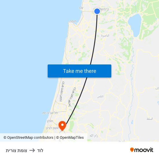 צומת צורית to לוד map