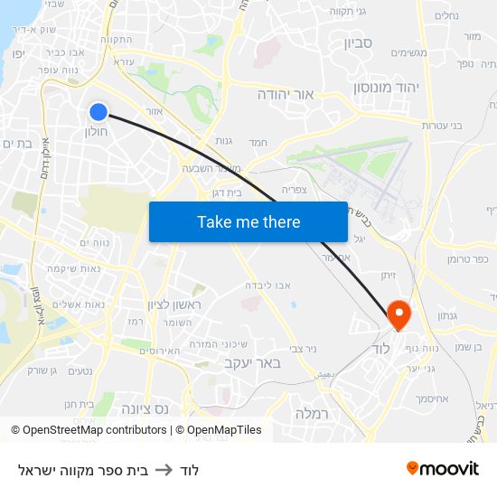 בית ספר מקווה ישראל to לוד map