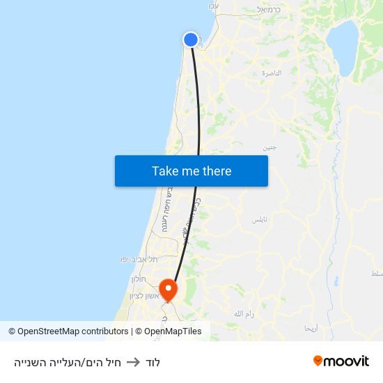 חיל הים/העלייה השנייה to לוד map