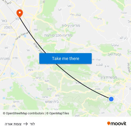 צומת אורה to לוד map