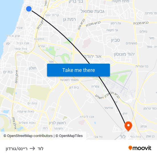 ריינס/גורדון to לוד map