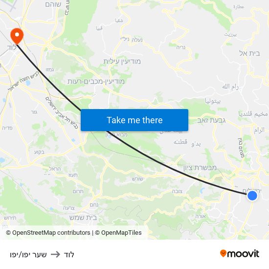 שער יפו/יפו to לוד map
