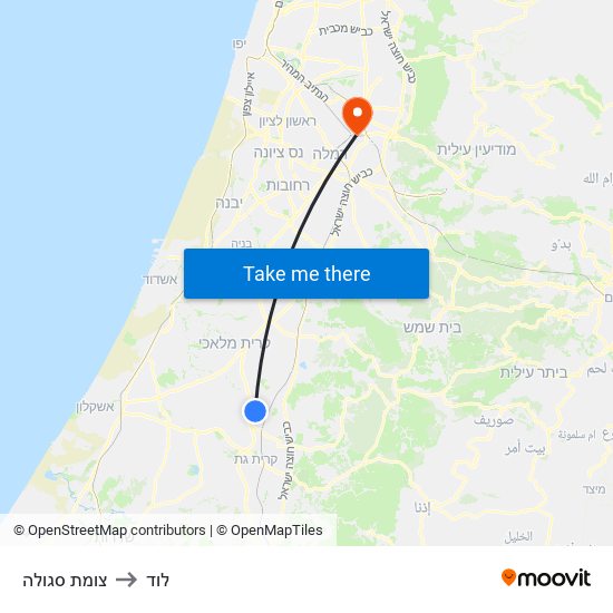 צומת סגולה to לוד map