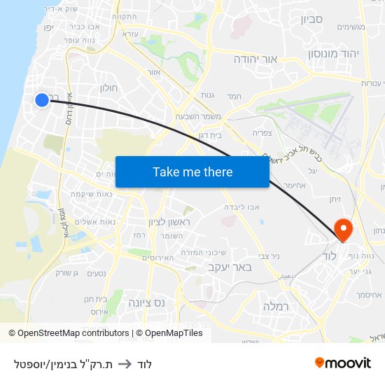 ת.רק''ל בנימין/יוספטל to לוד map