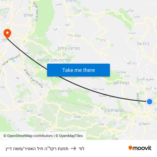 תחנת רקל''ה חיל האוויר/משה דיין to לוד map