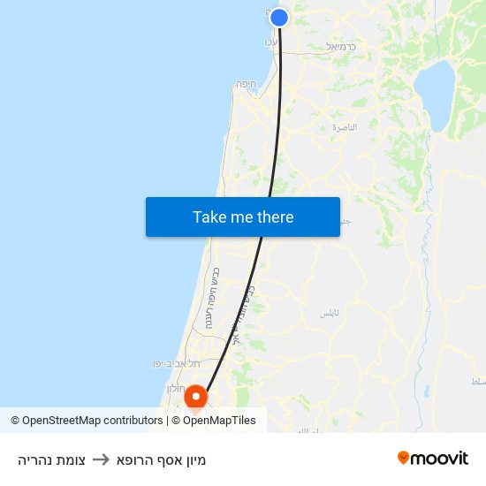 צומת נהריה to מיון  אסף הרופא map