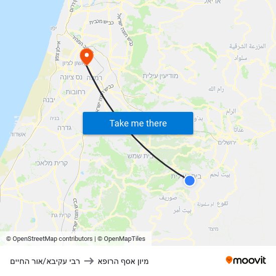 רבי עקיבא/אור החיים to מיון  אסף הרופא map