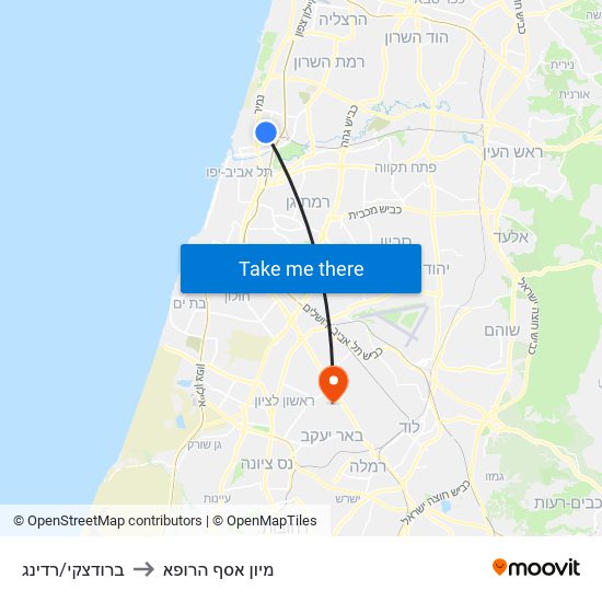 ברודצקי/רדינג to מיון  אסף הרופא map