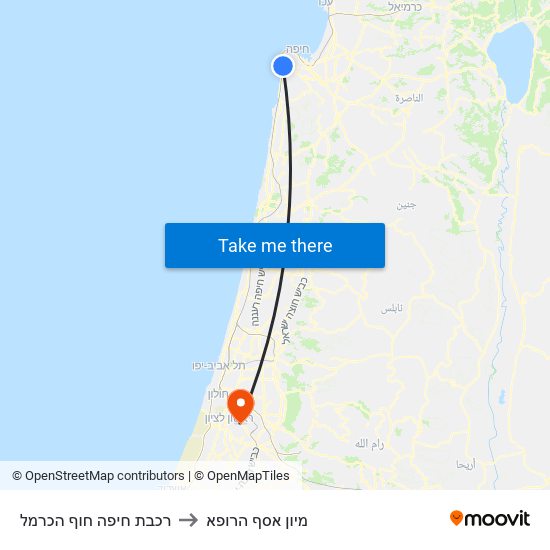 רכבת חיפה חוף הכרמל to מיון  אסף הרופא map