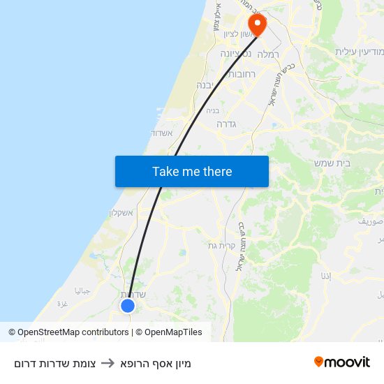 צומת שדרות דרום to מיון  אסף הרופא map