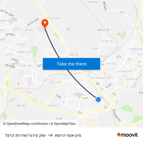 שוק עירוני/שדרות הרצל to מיון  אסף הרופא map