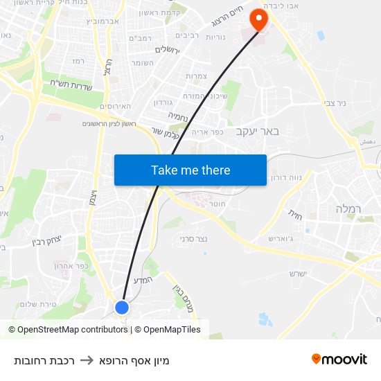 רכבת רחובות to מיון  אסף הרופא map