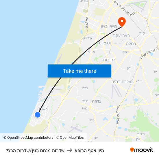 שדרות מנחם בגין/שדרות הרצל to מיון  אסף הרופא map