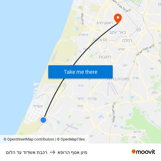 רכבת אשדוד עד הלום to מיון  אסף הרופא map