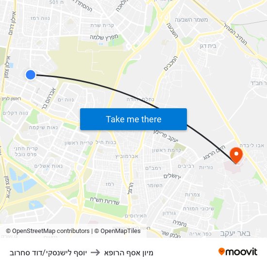 יוסף לישנסקי/דוד סחרוב to מיון  אסף הרופא map