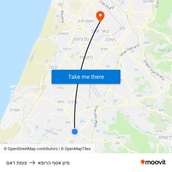 צומת ראם to מיון  אסף הרופא map