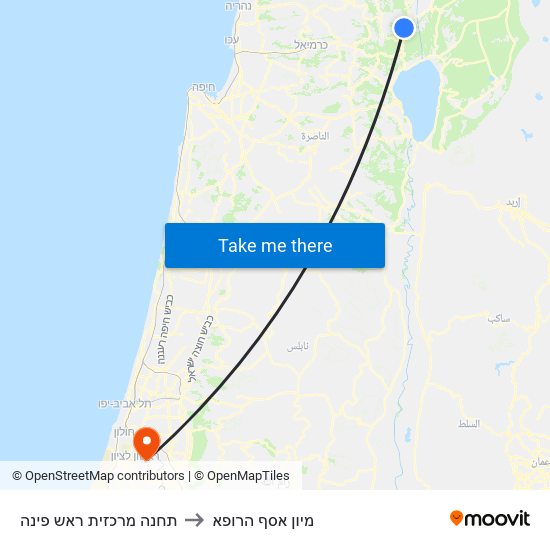 תחנה מרכזית ראש פינה to מיון  אסף הרופא map