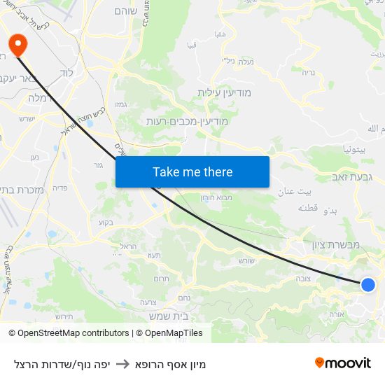 יפה נוף/שדרות הרצל to מיון  אסף הרופא map