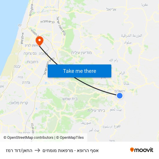 החאן/דוד רמז to אסף הרופא - מרפאות מומחים map