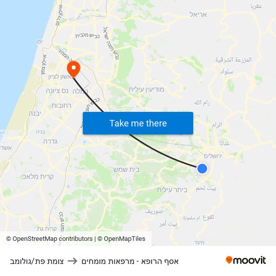 צומת פת/גולומב to אסף הרופא - מרפאות מומחים map