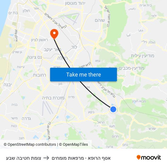 צומת חטיבה שבע to אסף הרופא - מרפאות מומחים map