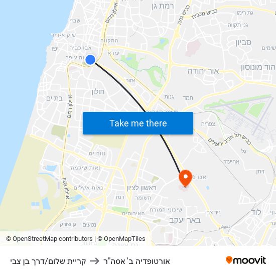 קריית שלום/דרך בן צבי to אורטופדיה ב' אסה"ר map