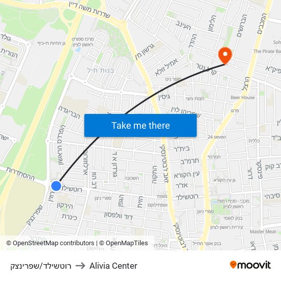 רוטשילד/שפרינצק to Alivia Center map