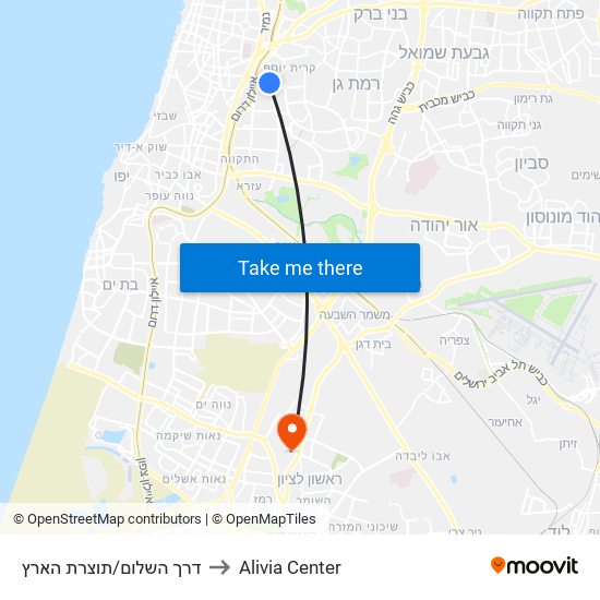 דרך השלום/תוצרת הארץ to Alivia Center map