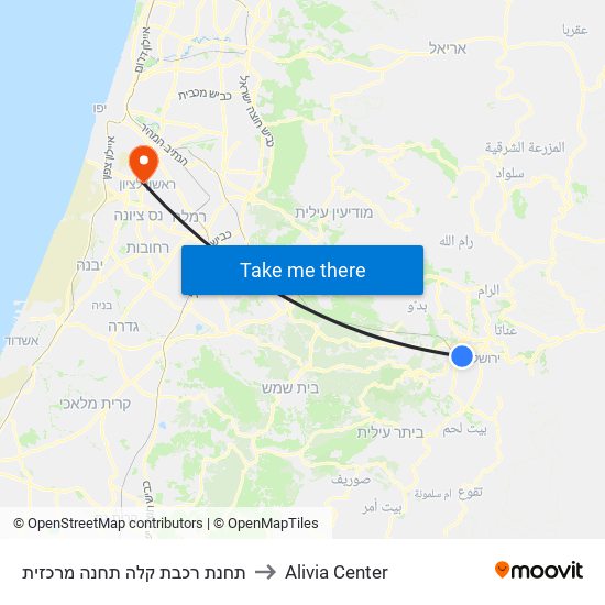 תחנת רכבת קלה תחנה מרכזית to Alivia Center map