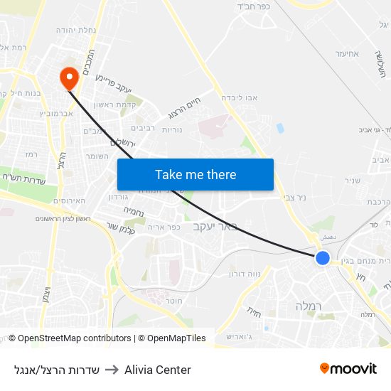 שדרות הרצל/אנגל to Alivia Center map