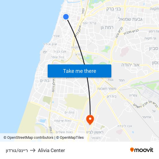 ריינס/גורדון to Alivia Center map