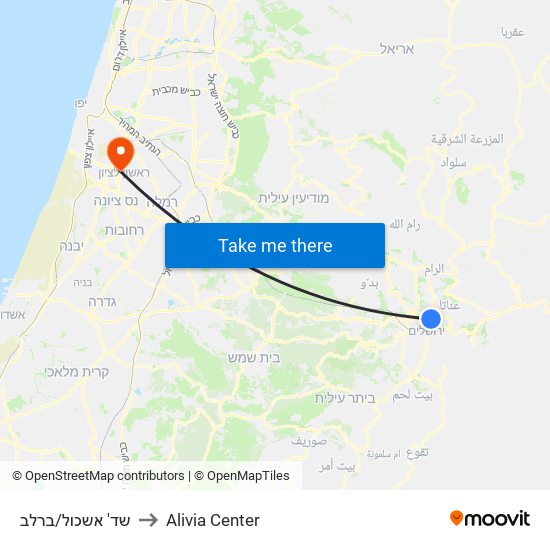 שד' אשכול/ברלב to Alivia Center map