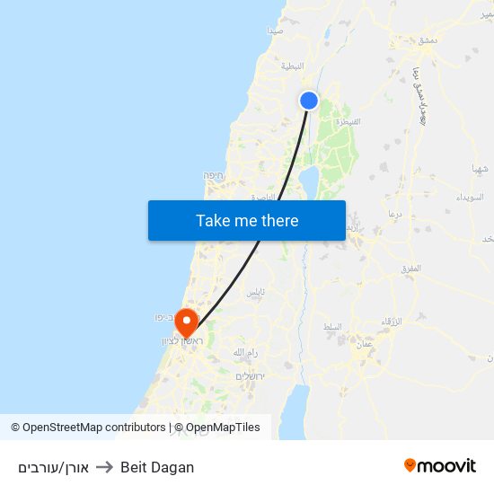 אורן/עורבים to Beit Dagan map