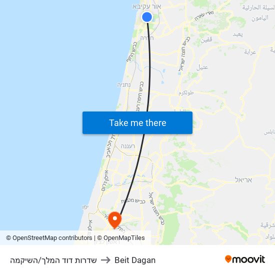 שדרות דוד המלך/השיקמה to Beit Dagan map
