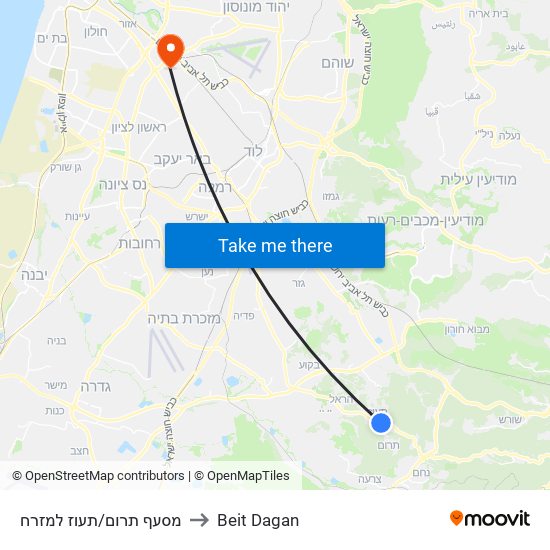 מסעף תרום/תעוז למזרח to Beit Dagan map