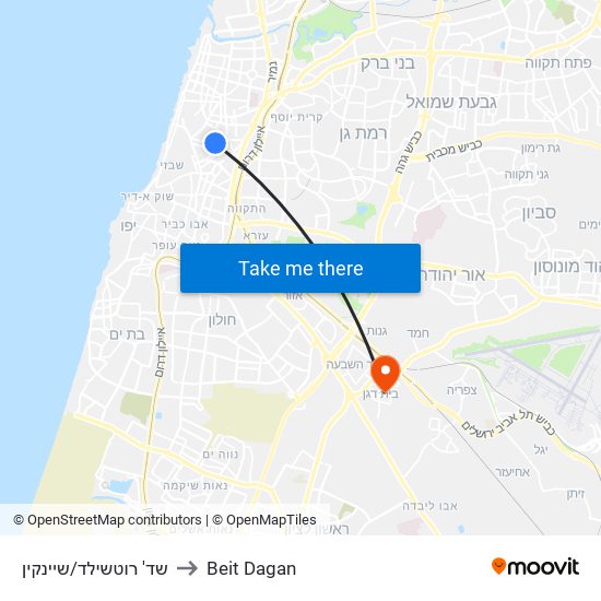 שד' רוטשילד/שיינקין to Beit Dagan map