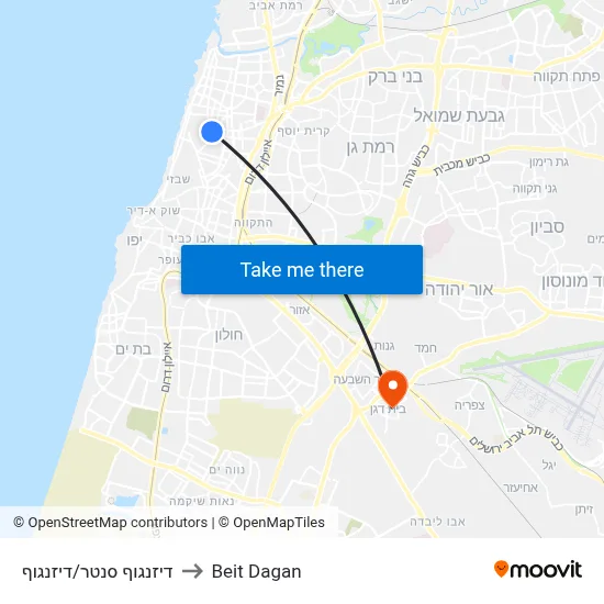 דיזנגוף סנטר/דיזנגוף to Beit Dagan map