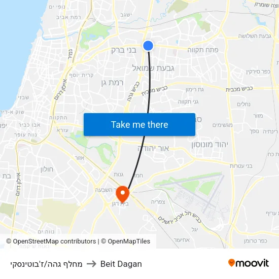 מחלף גהה/ז'בוטינסקי to Beit Dagan map