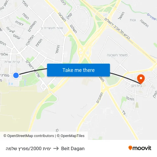 ימית 2000/מפרץ שלמה to Beit Dagan map