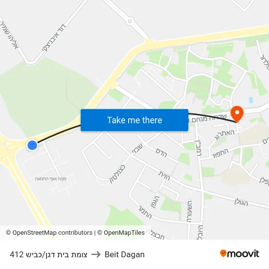 צומת בית דגן/כביש 412 to Beit Dagan map